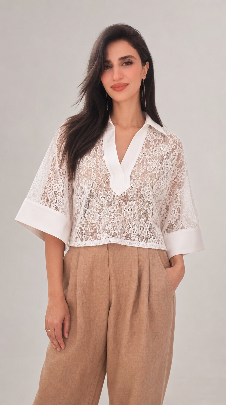 The Kimono Polo-Lace